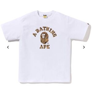 BAPE WILD LEOPARD PATTERN COLLEGE TEE MENS